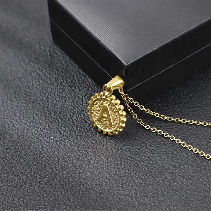 Embossed Double-Sided Initial Round Pendant Necklace best Embossed Double-Sided Initial Round Pendant Necklace best